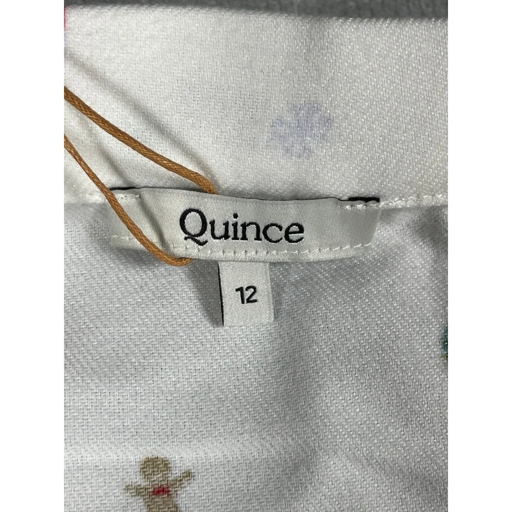 Quince Pajama Set Kids 12 White Christmas Holiday Print Button Up Sleepwear